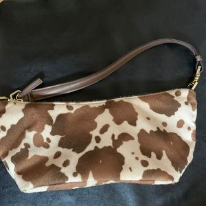 Textured, cow print handbag, comes with matching wallet